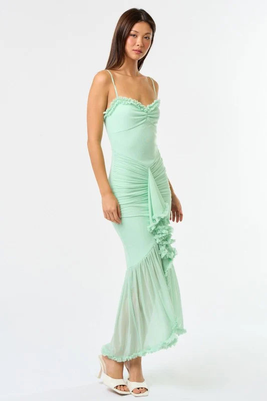 Elara | Ruched Mesh Maxi