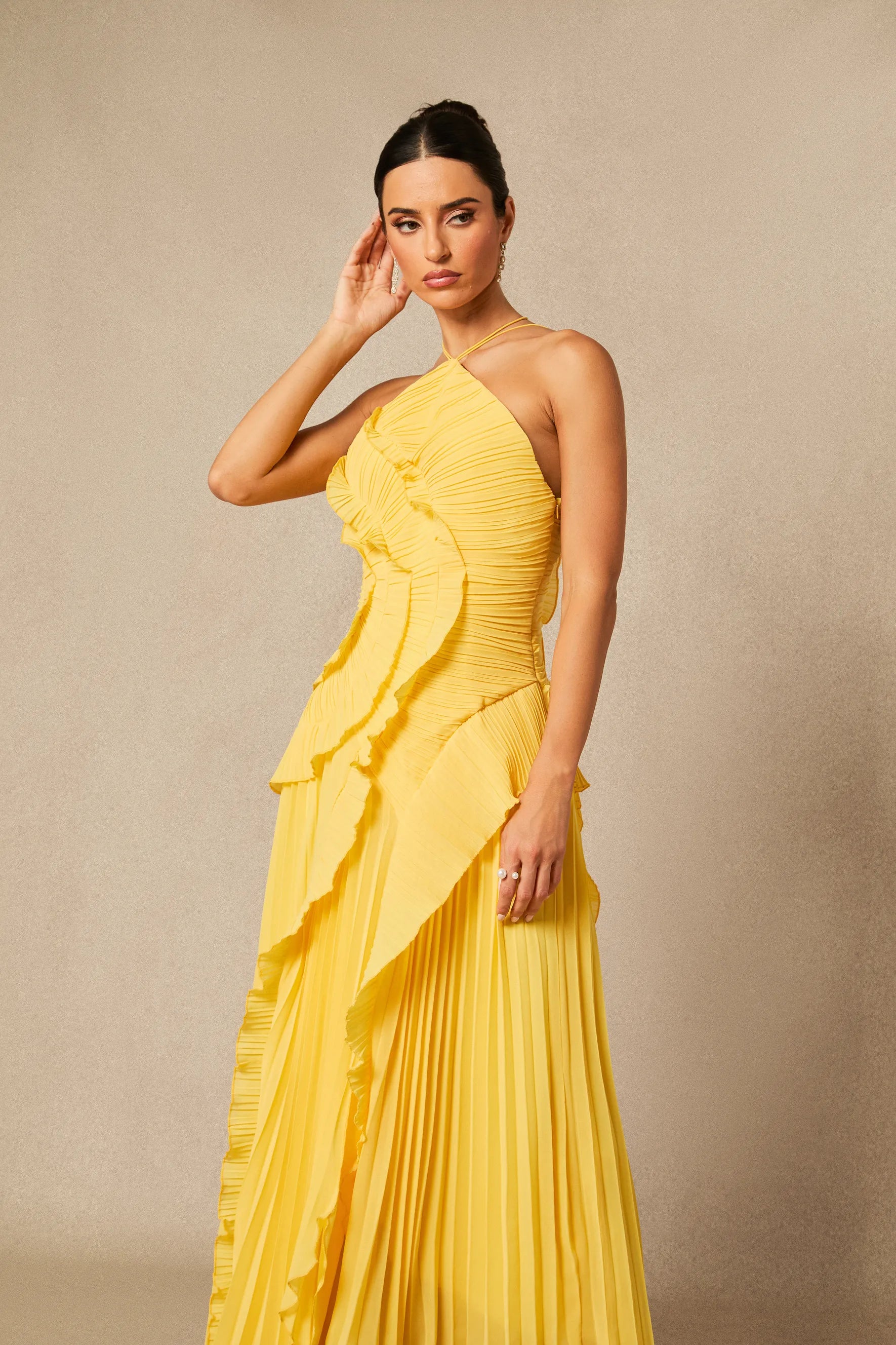 Nina | Pleated Halterneck Dress