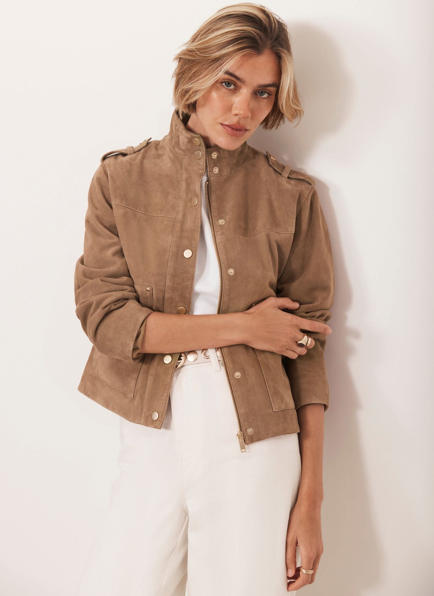 Timeless Suede Funnel Jacket