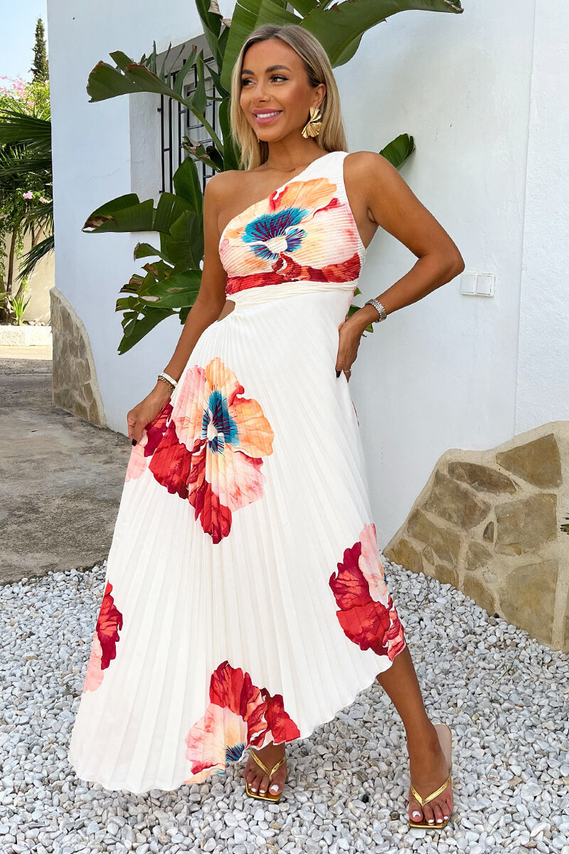 Cream Floral Print Dress