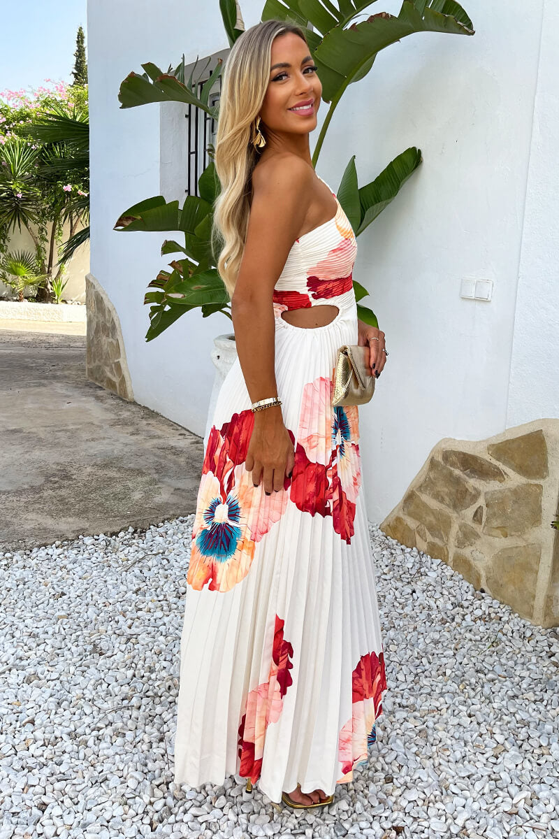 Cream Floral Print Dress