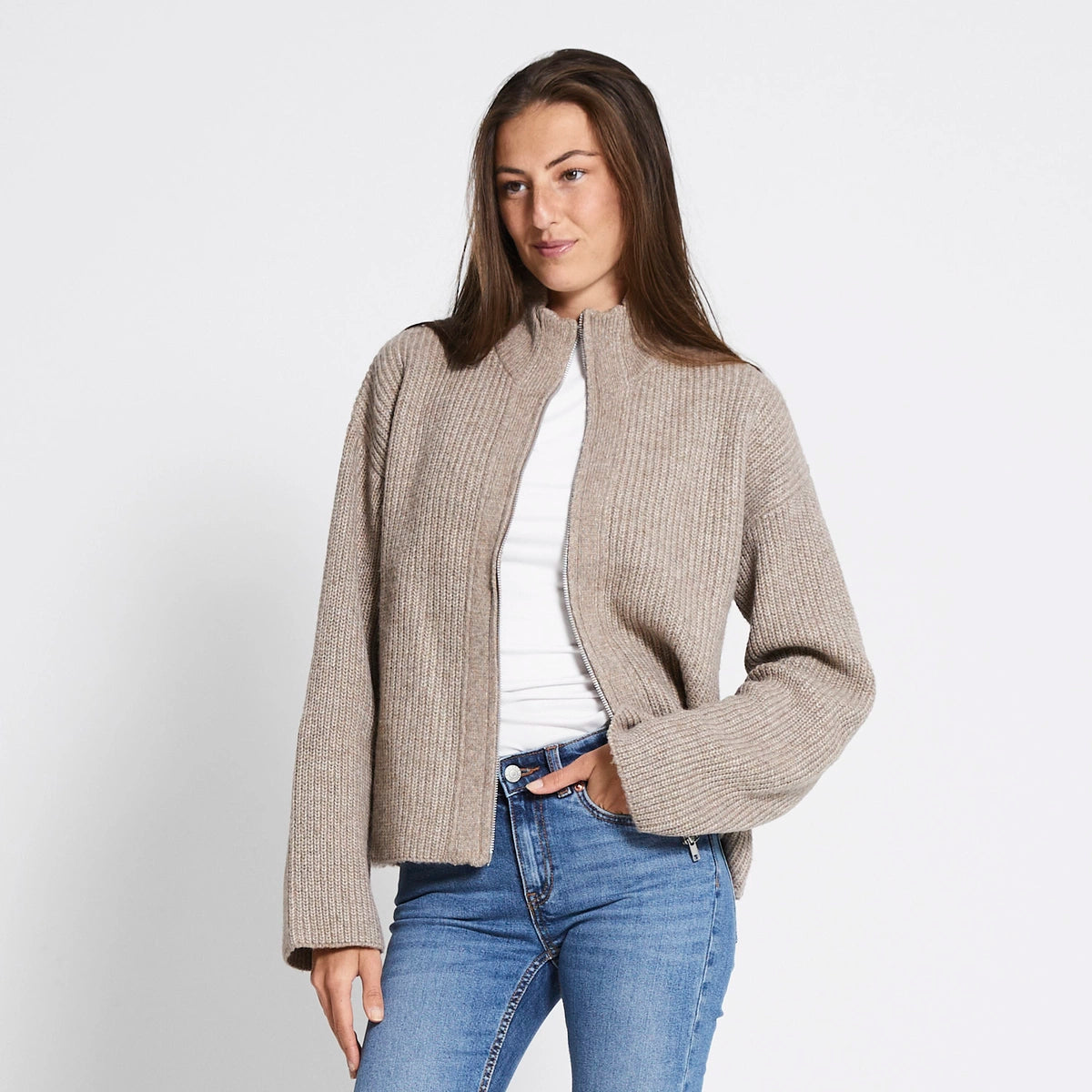 Liora | Ribbed Zip Cardigan
