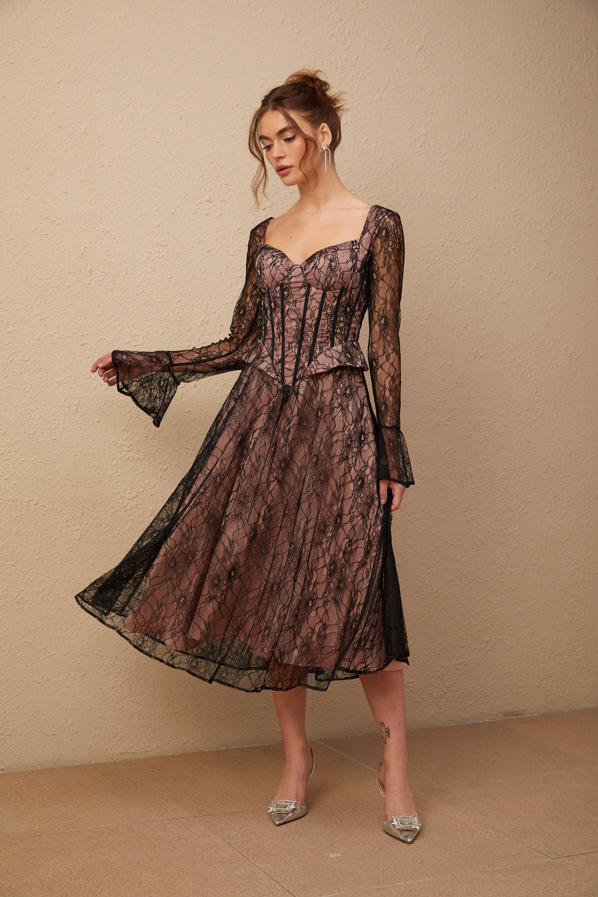 Lace Corset Midi Dress