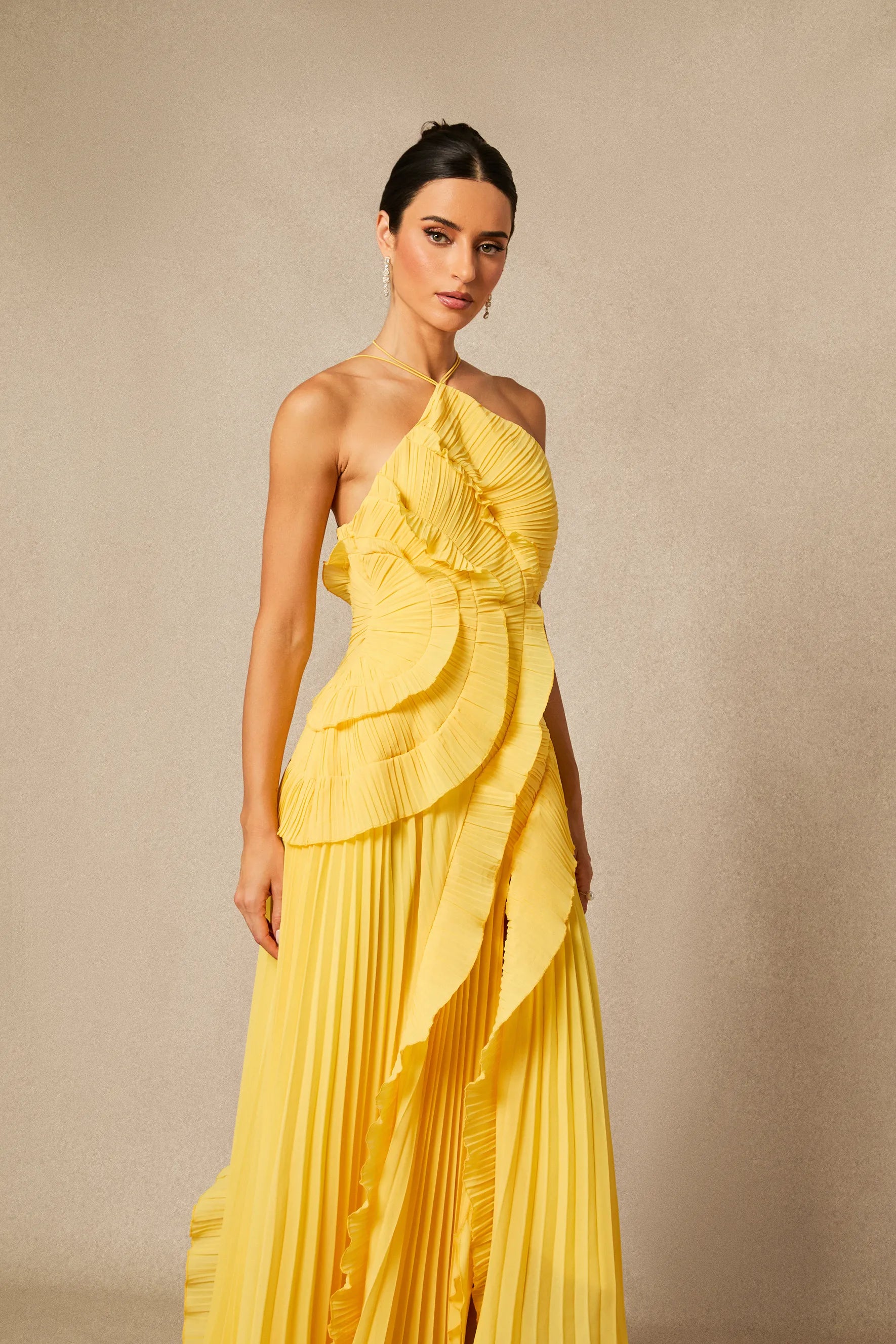 Nina | Pleated Halterneck Dress