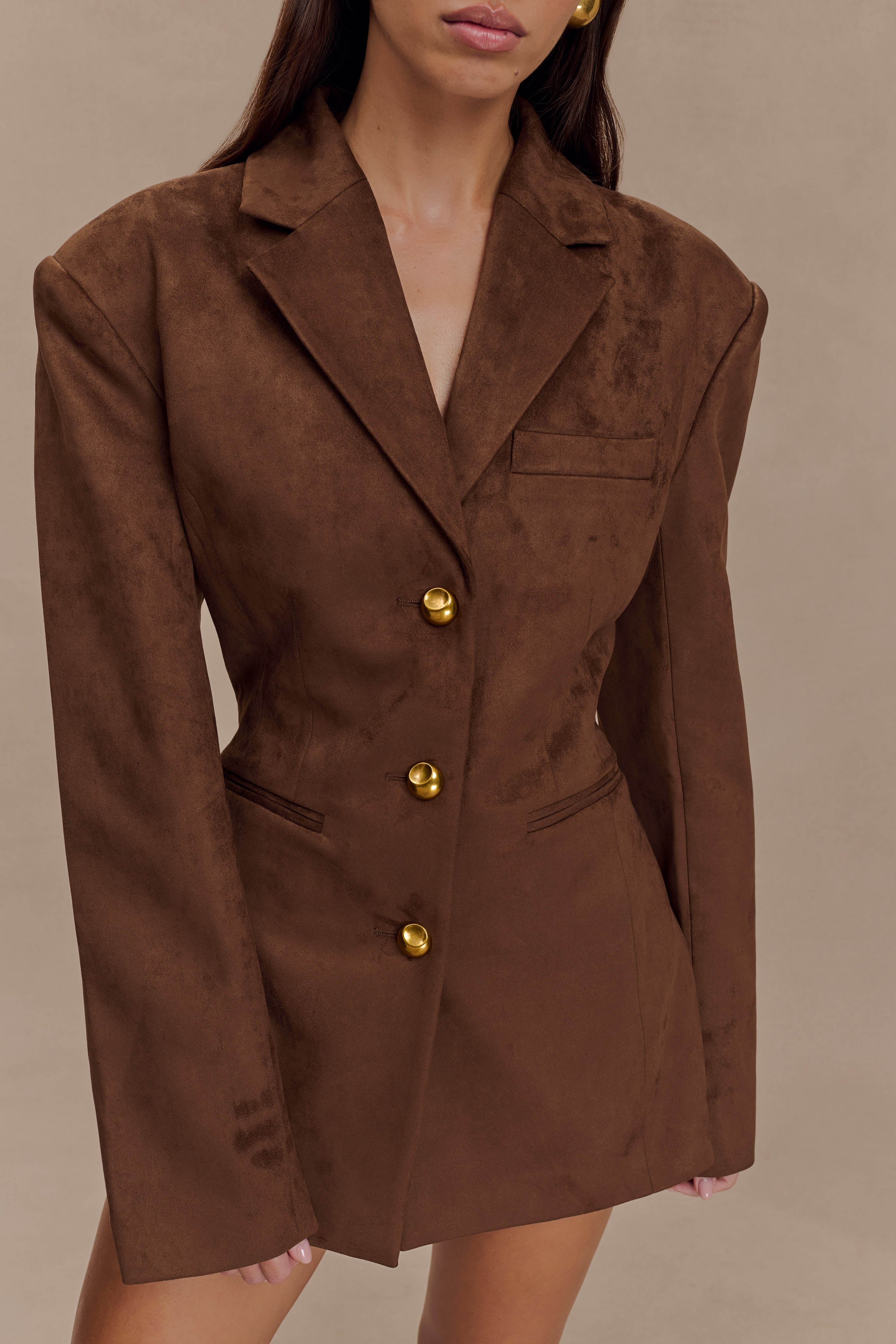 Suede Blazer - Milk Chocolate