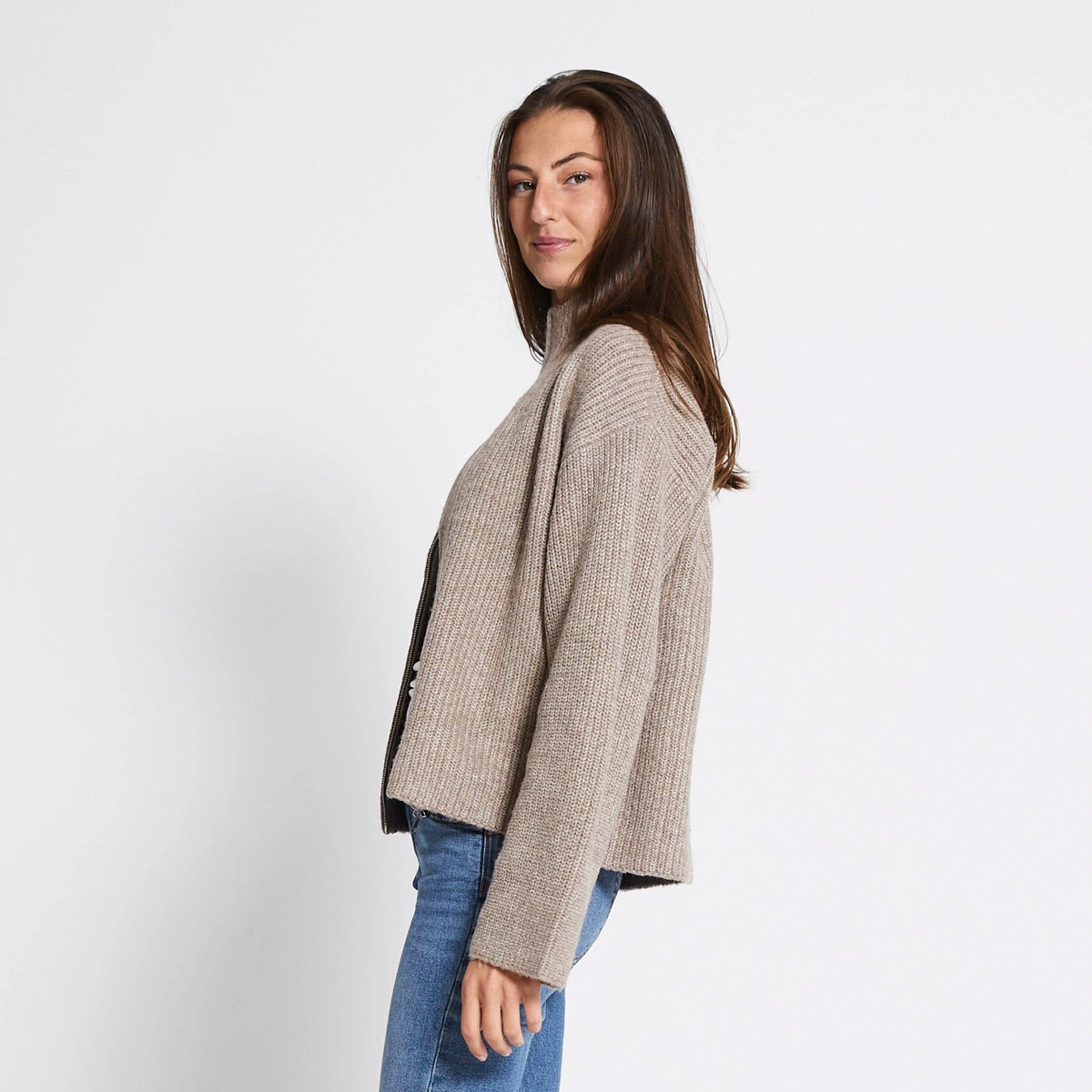 Liora | Ribbed Zip Cardigan