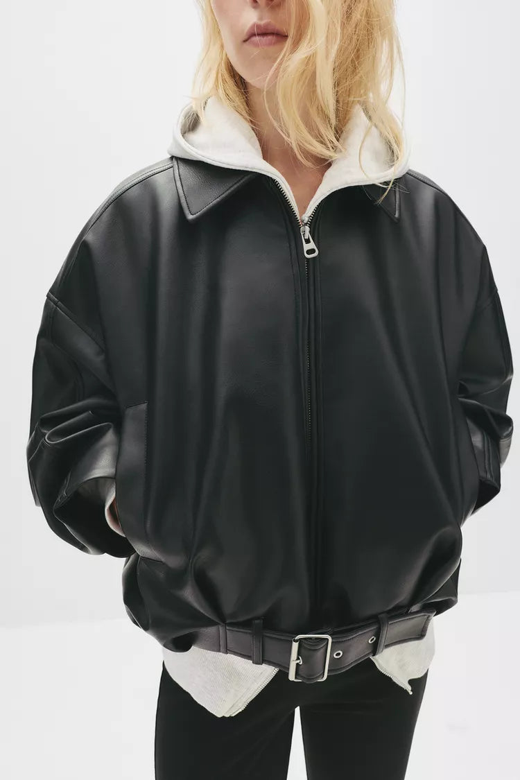 Belted Leather Jacket