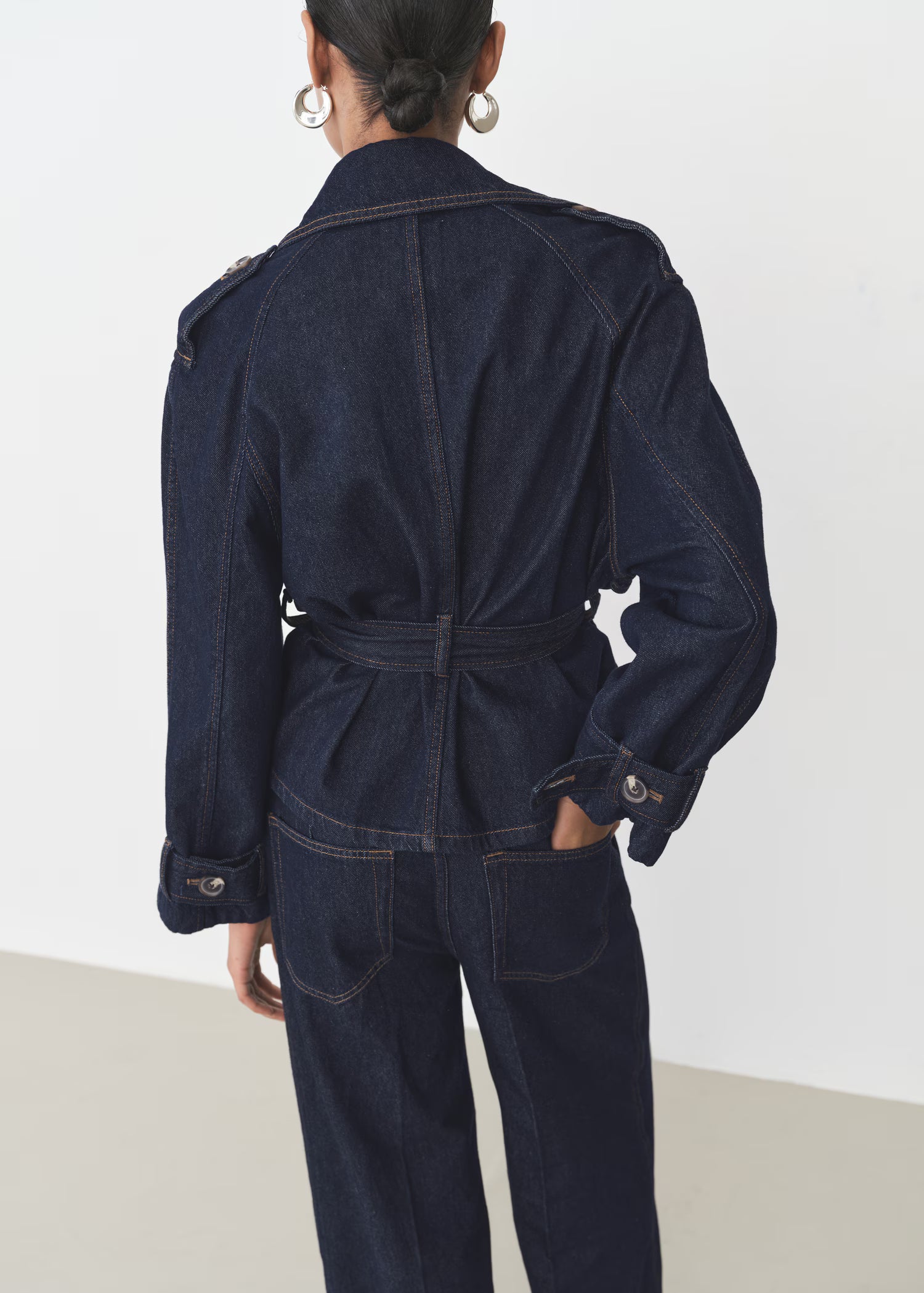 Elegant Belted Denim Jacket