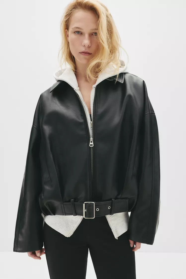 Belted Leather Jacket