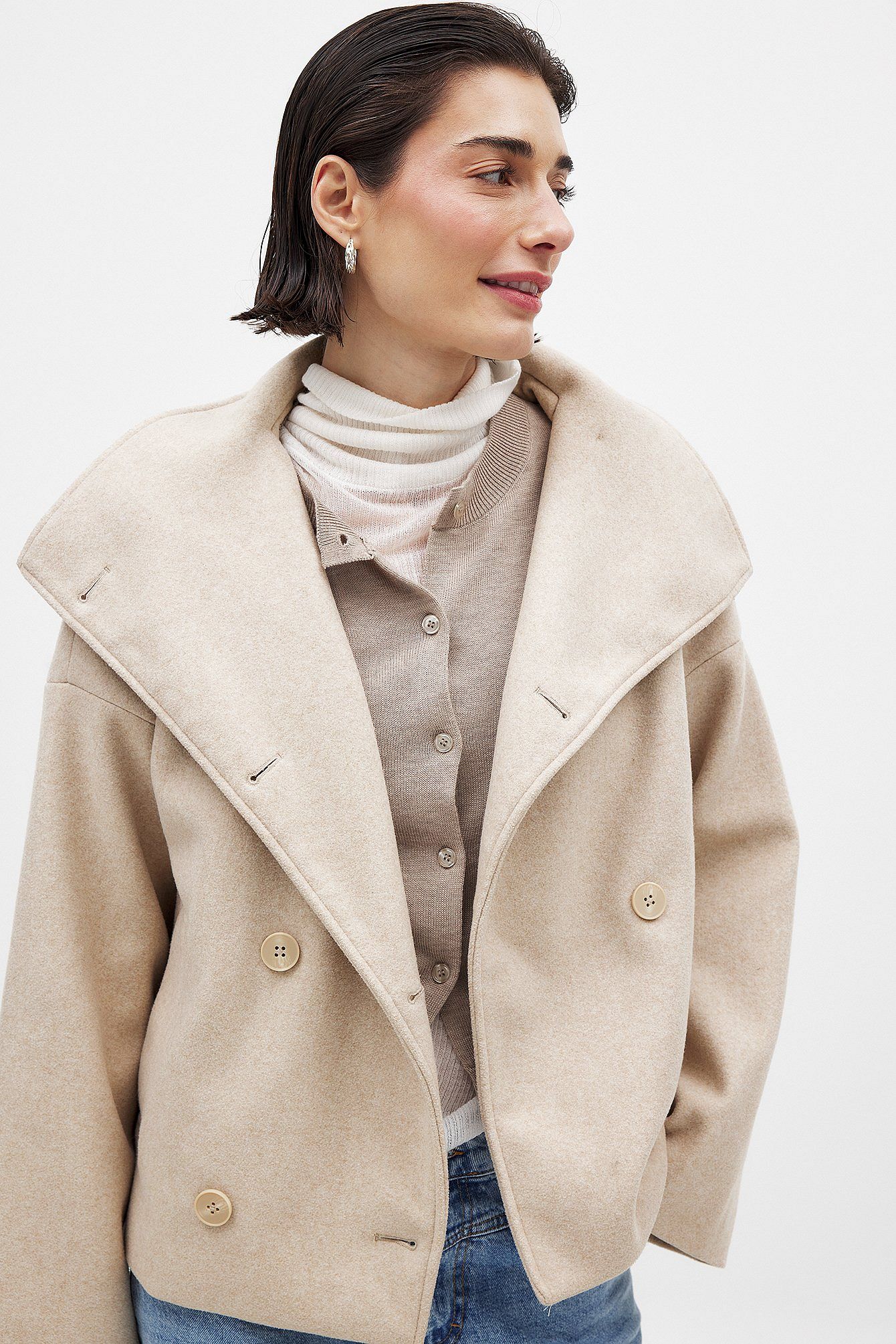 Double-Breasted High Neck Coat
