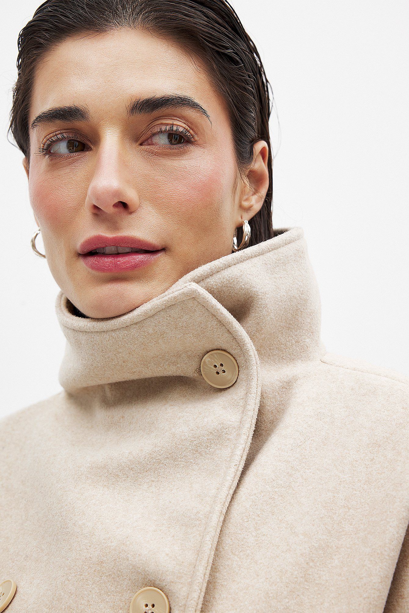 Double-Breasted High Neck Coat