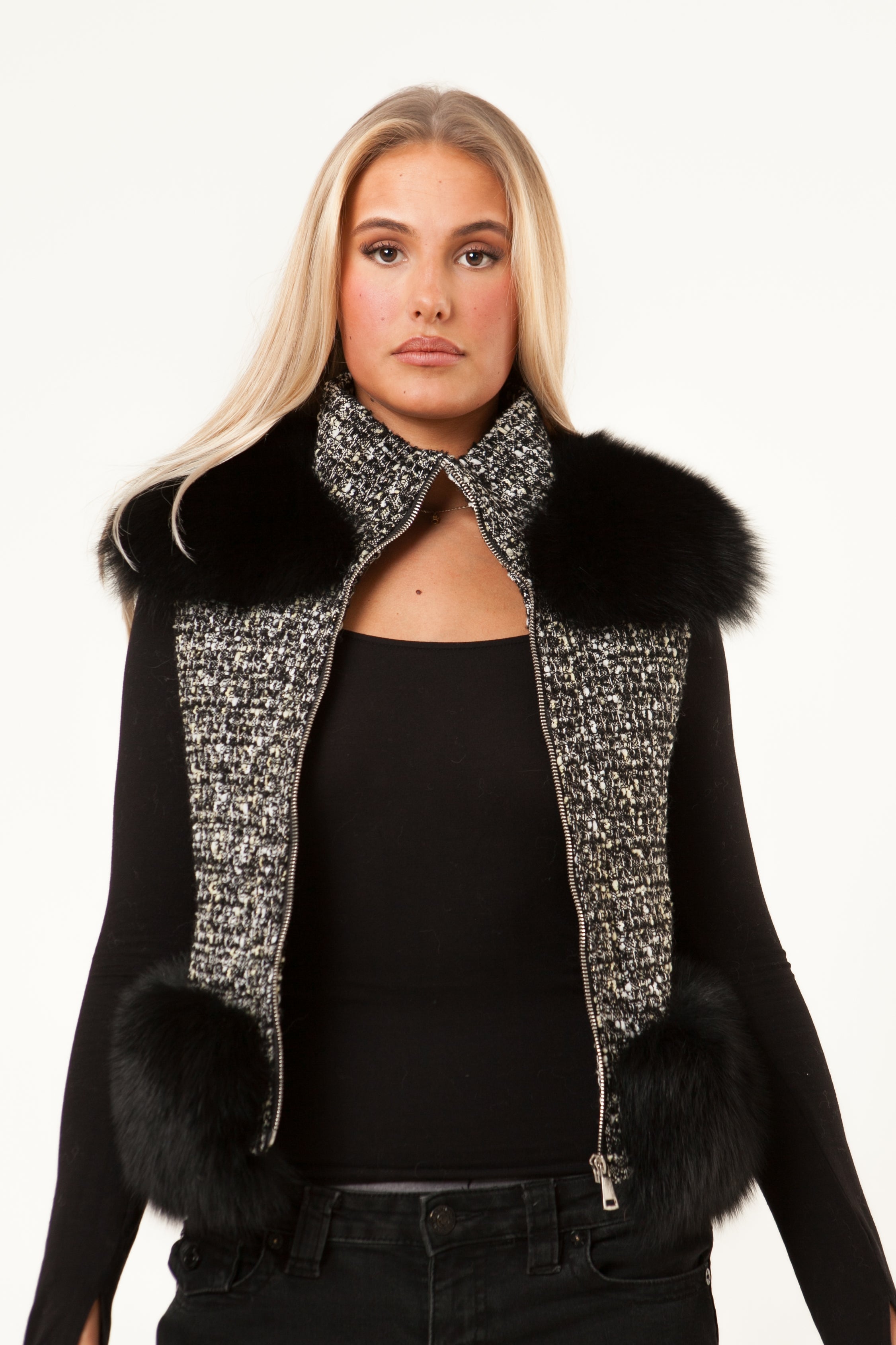 Chic Tweed Detail Vest