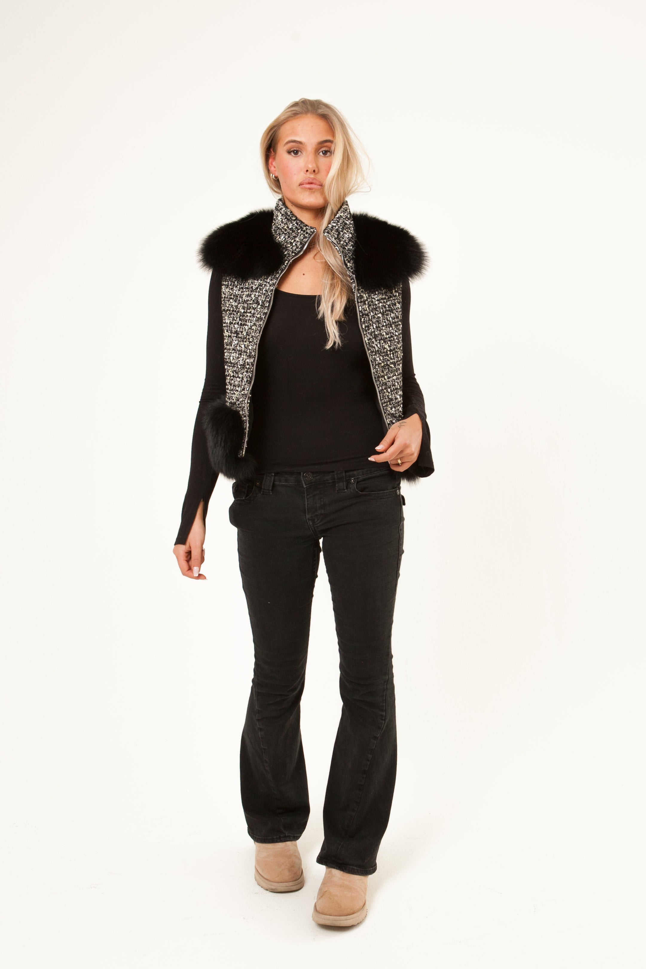 Chic Tweed Detail Vest