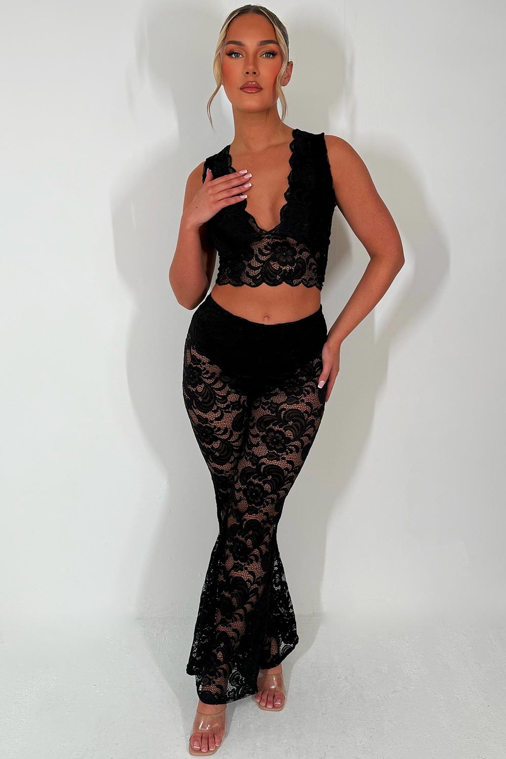 Black Lace Flare Set