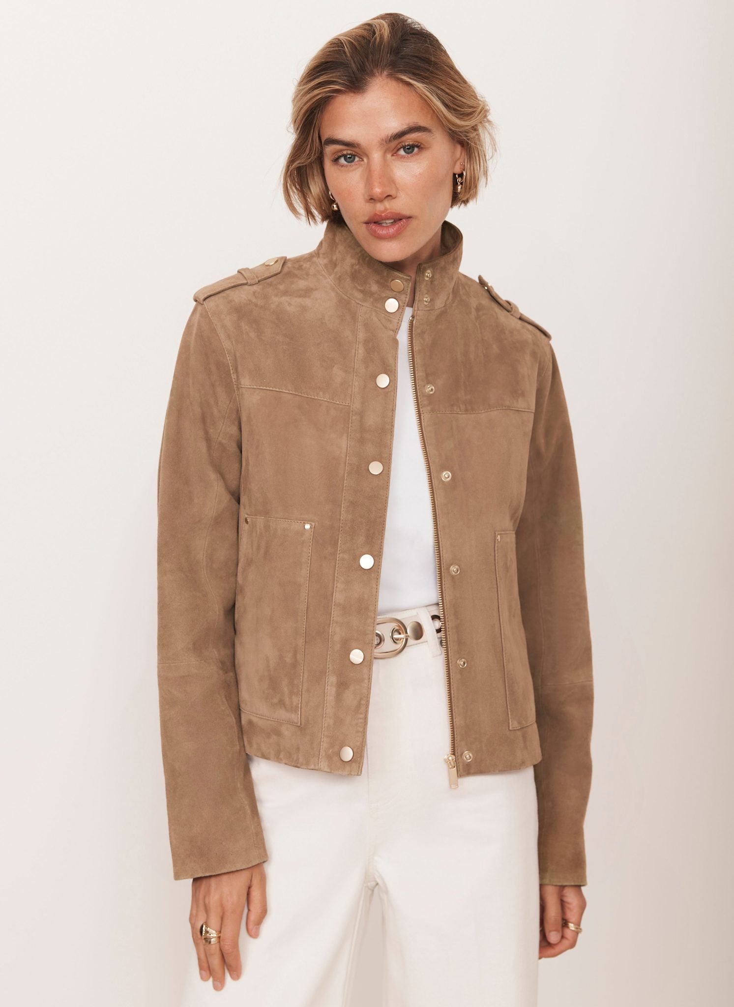 Timeless Suede Funnel Jacket