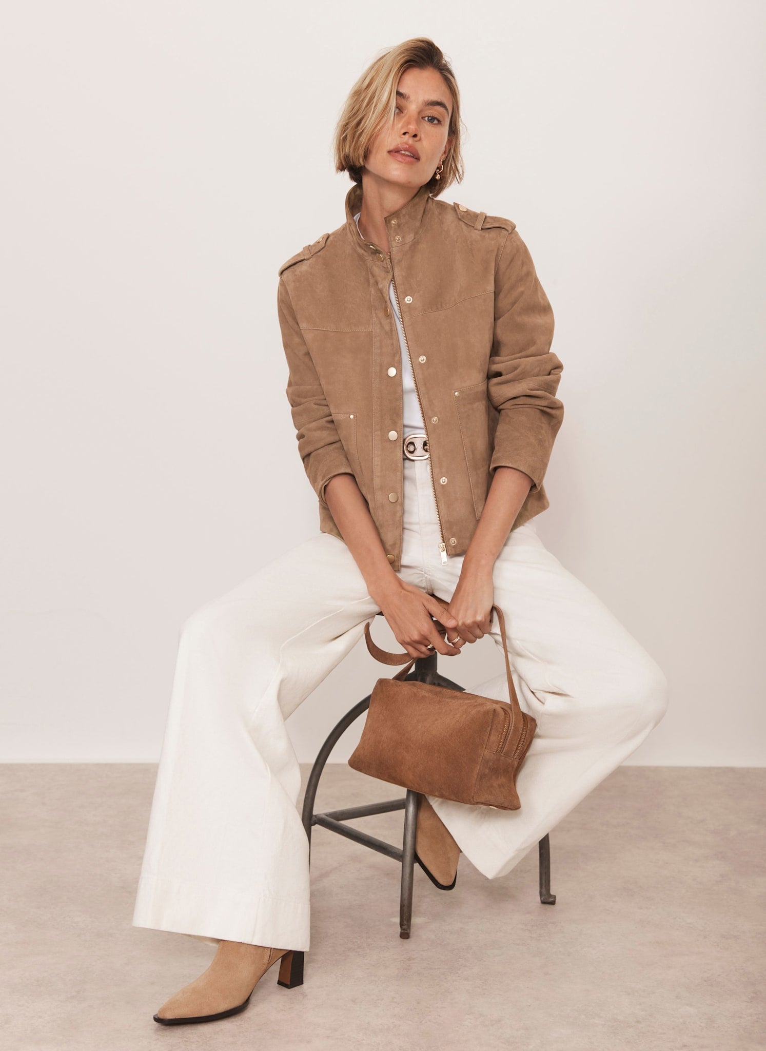 Timeless Suede Funnel Jacket