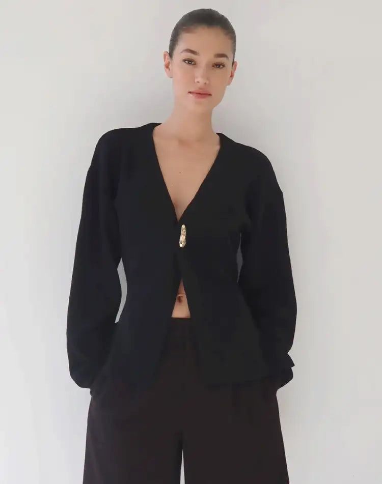 Oyster Core Cardigan - Black/White