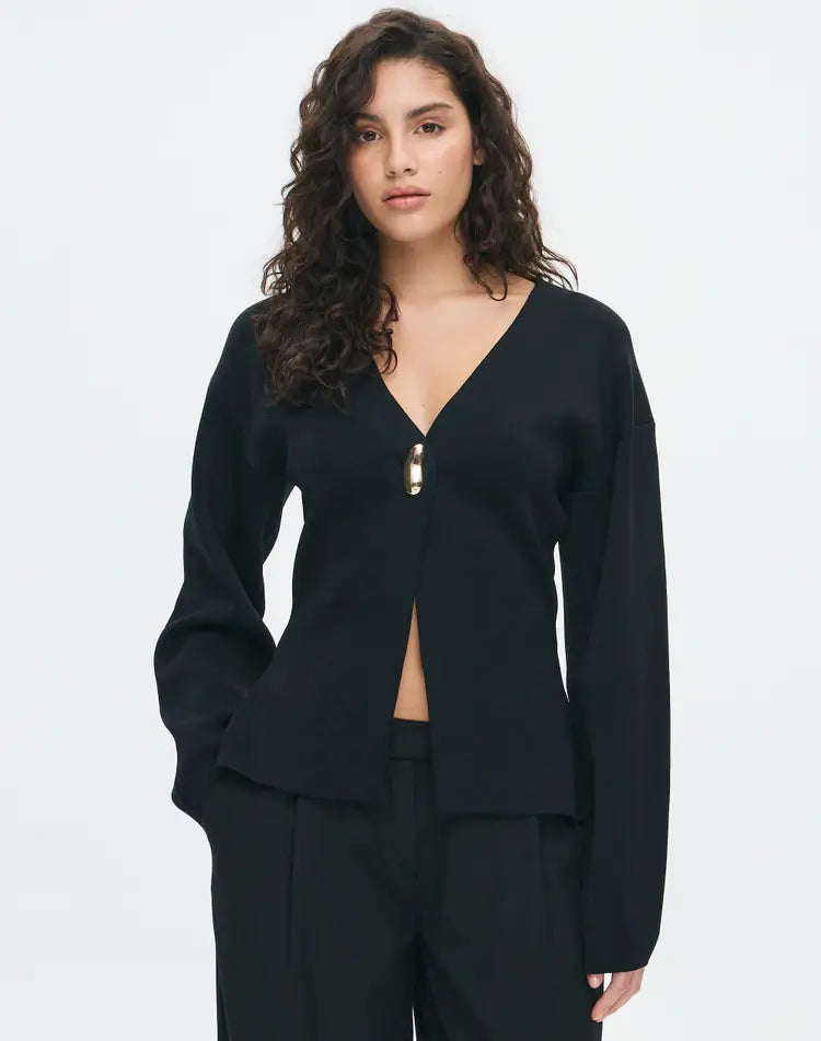 Oyster Core Cardigan - Black/White