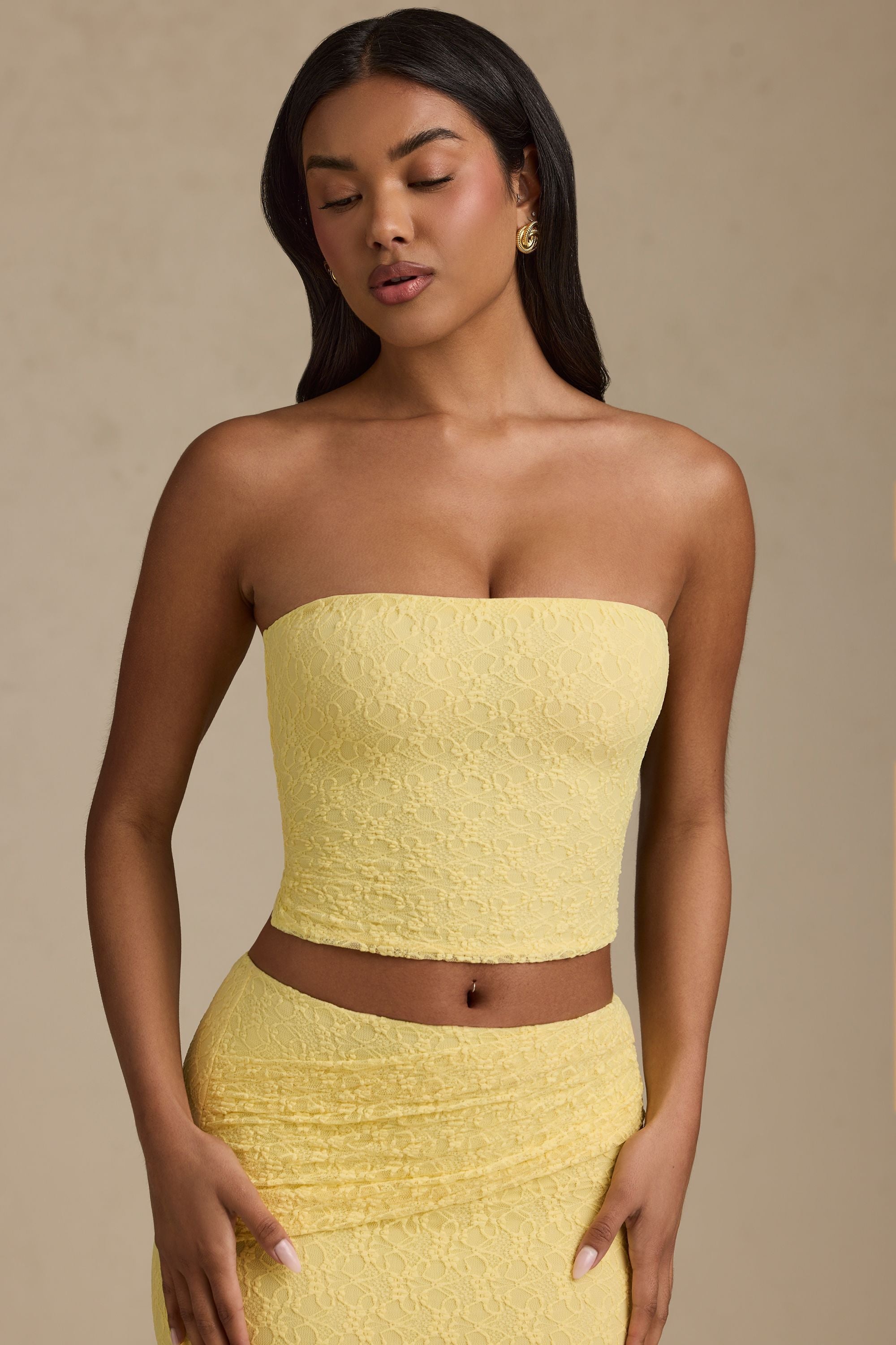 Pastel Strapless Lace - Yellow