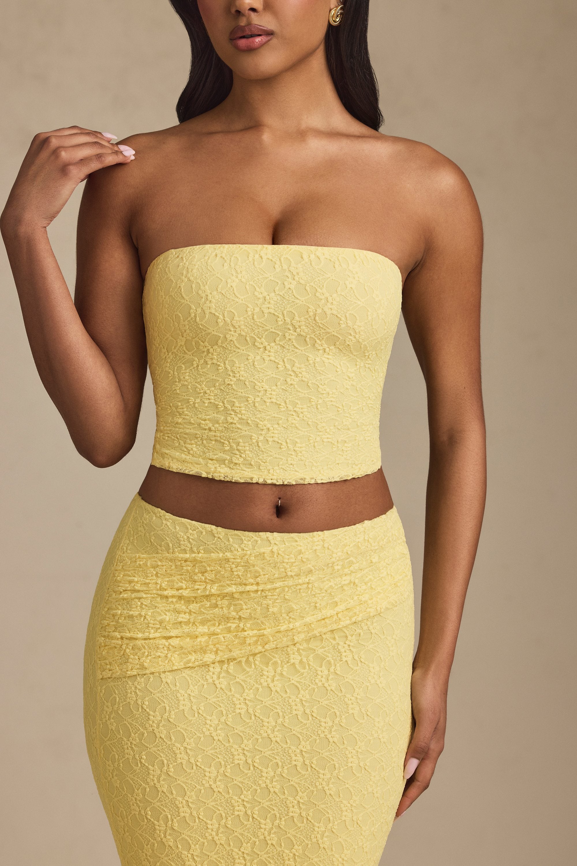 Pastel Strapless Lace - Yellow