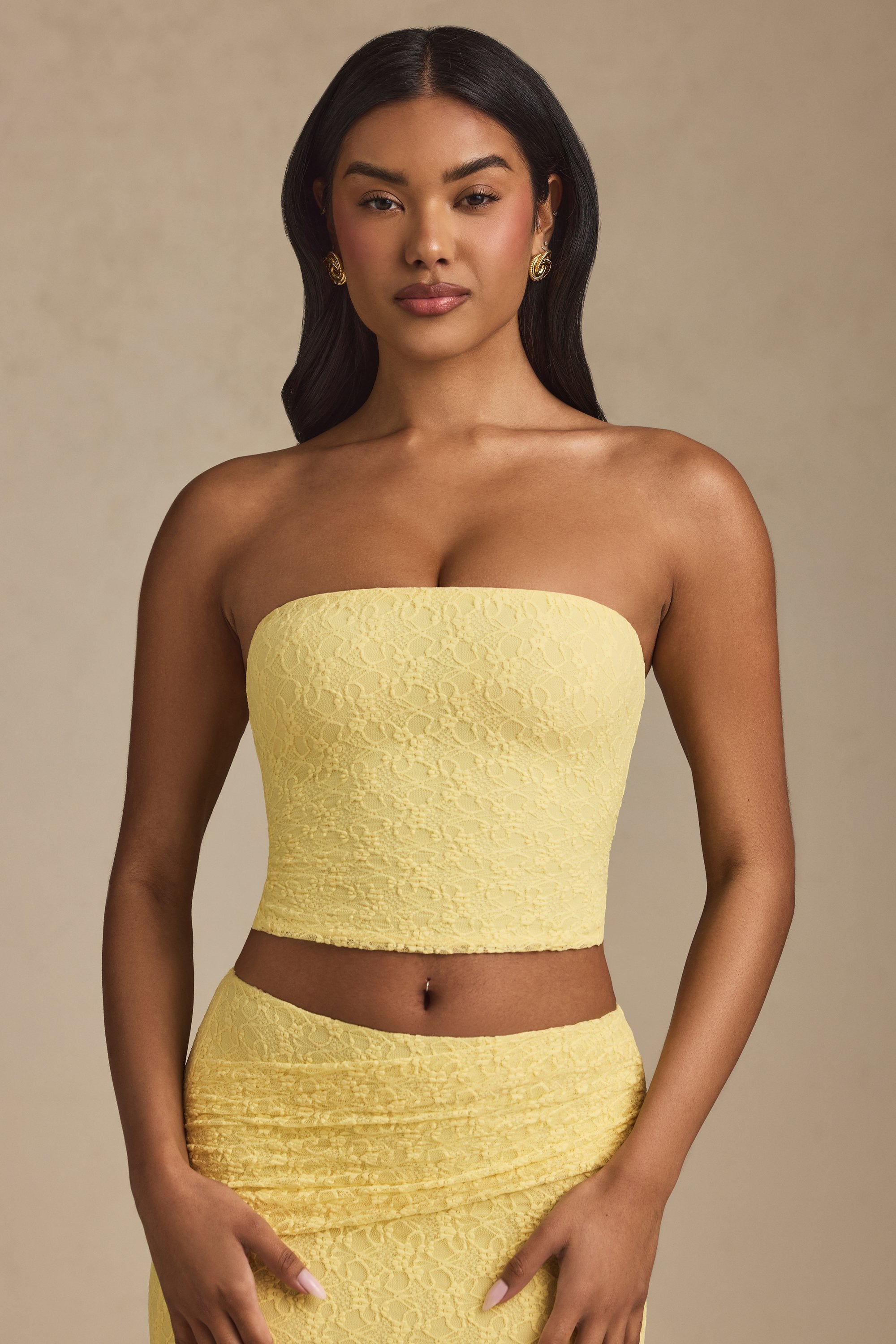 Pastel Strapless Lace - Yellow